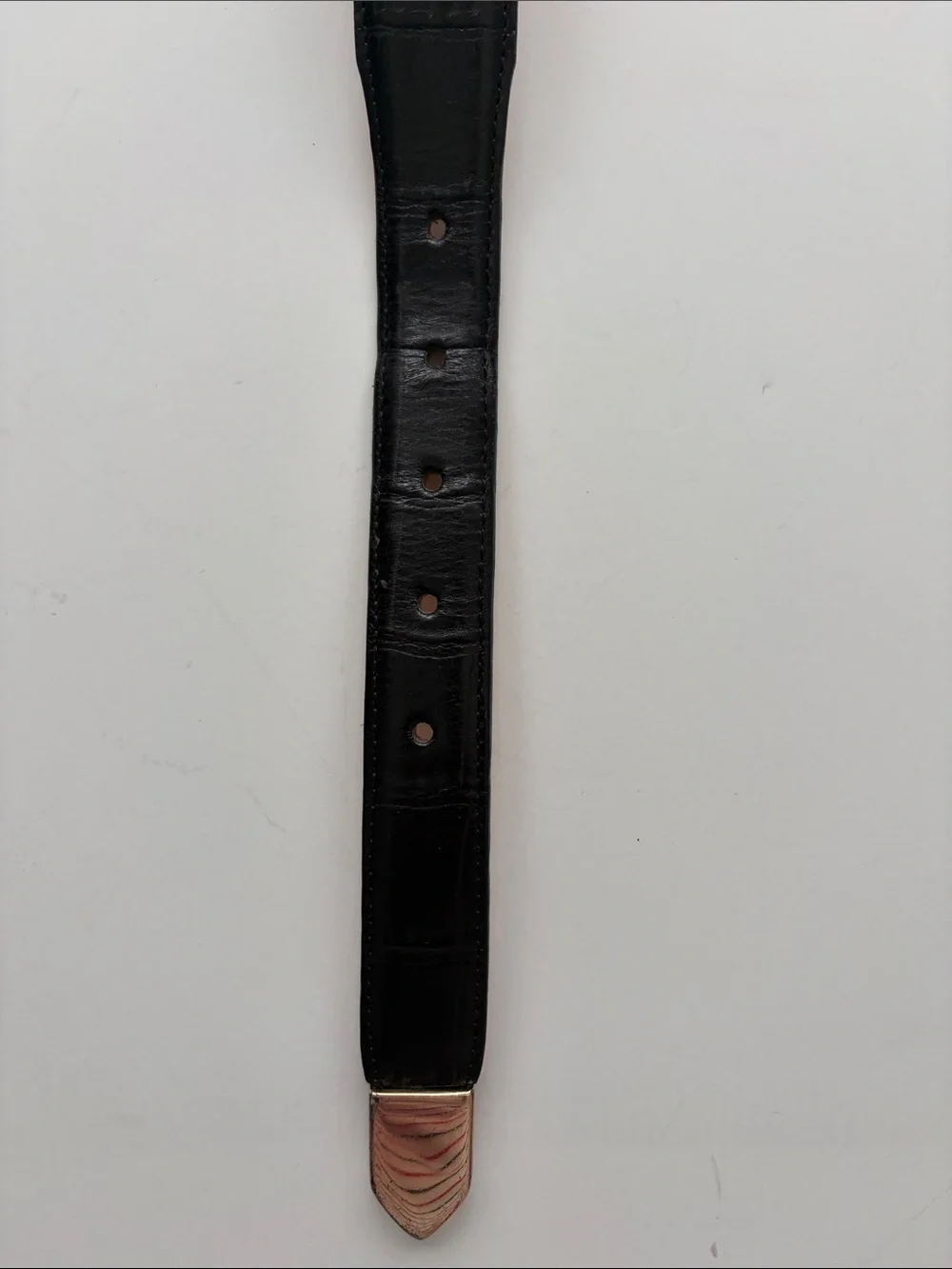 Brighton Black Croc-Embossed Leather Belt with Silver Buckle